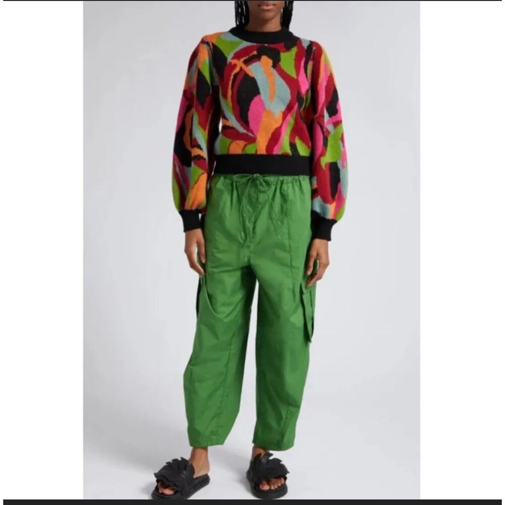 Farm Rio Green Cotton Cargo Pants NWT